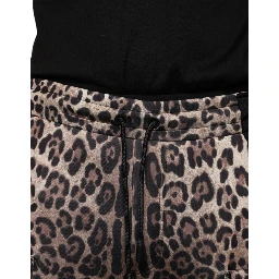 Brown Leopard Polyester Jogger Pants