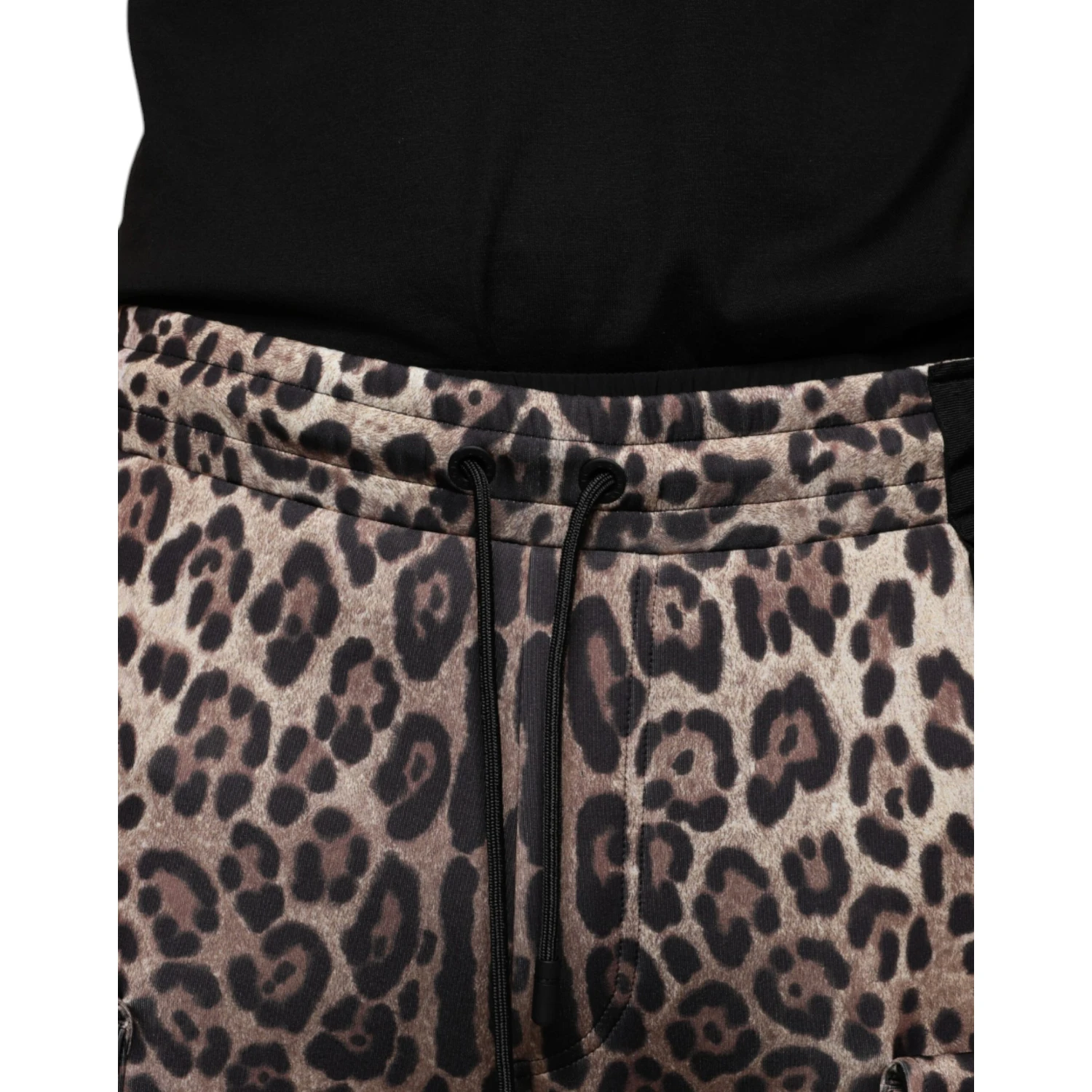 Brown Leopard Polyester Jogger Pants