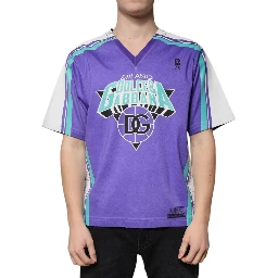 Purple Logo Jersey Cotton V-neck T-shirt