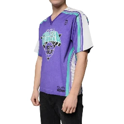 Purple Logo Jersey Cotton V-neck T-shirt