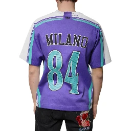 Purple Logo Jersey Cotton V-neck T-shirt
