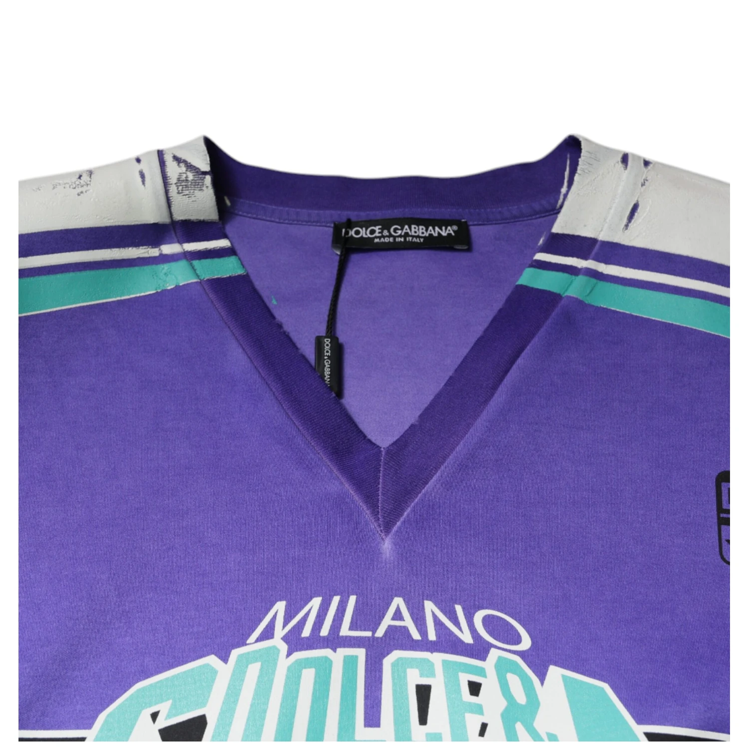 Purple Logo Jersey Cotton V-neck T-shirt