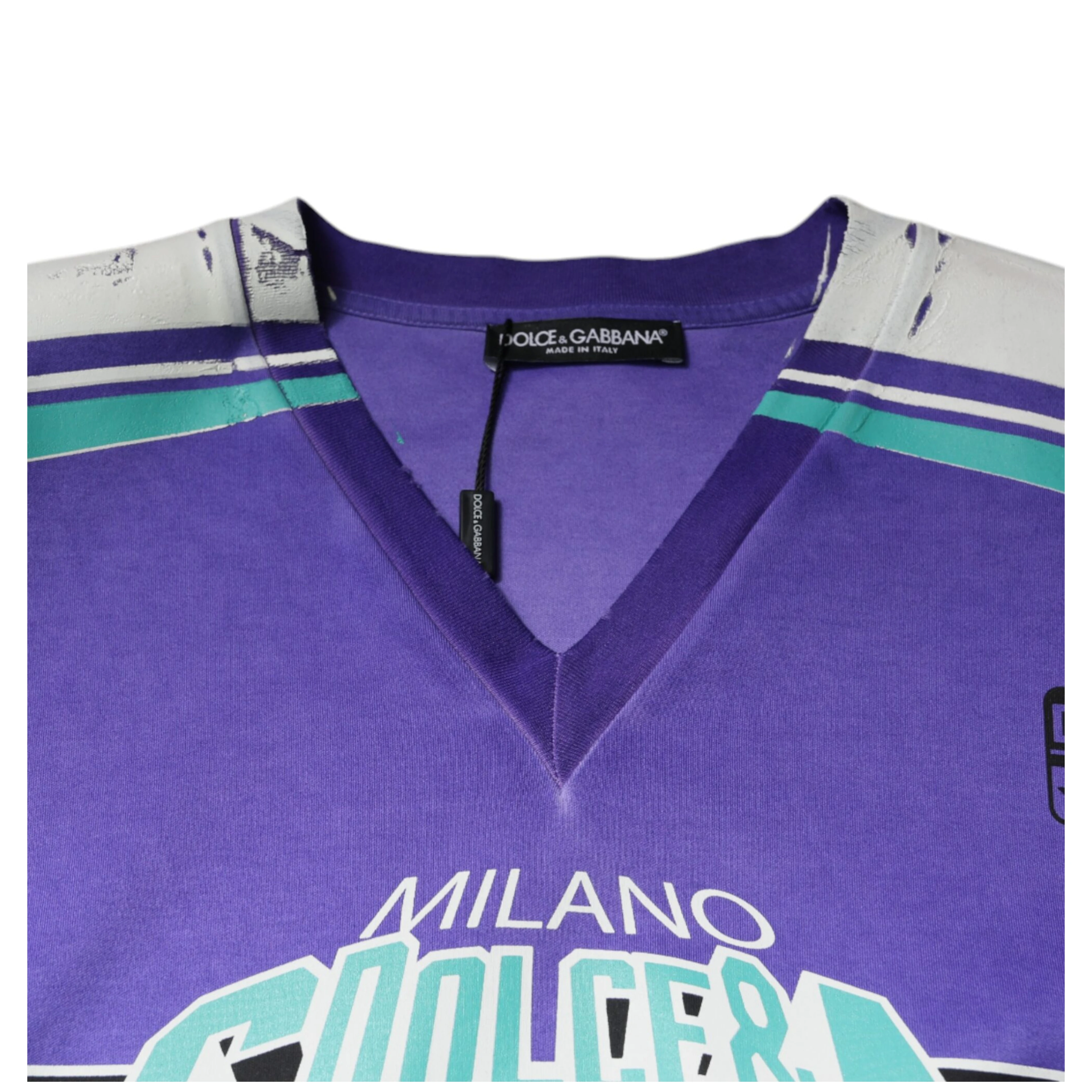 Purple Logo Jersey Cotton V-neck T-shirt