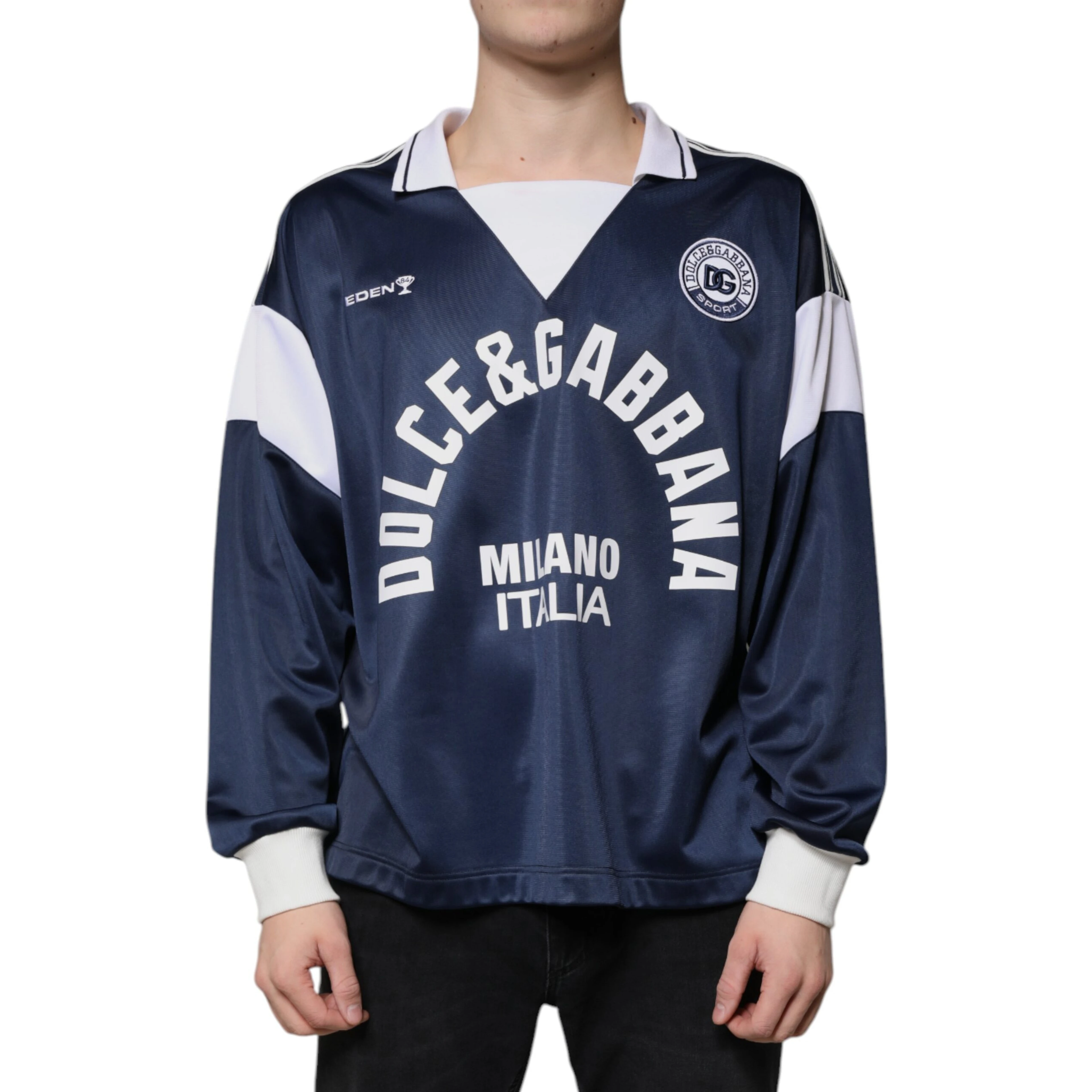 Blue White Milano Long Sleeve Jersey T-shirt