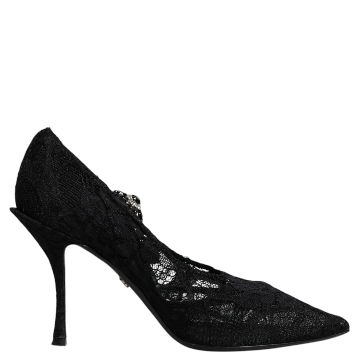 Black Lace Crystals Mary Jane Pumps Shoes