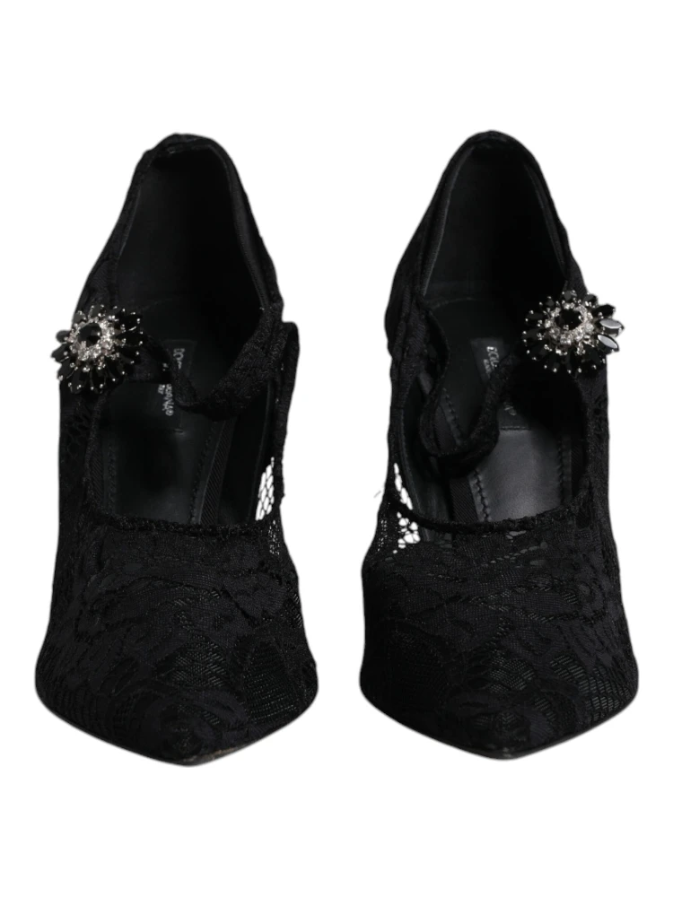 Black Lace Crystals Mary Jane Pumps Shoes alternative