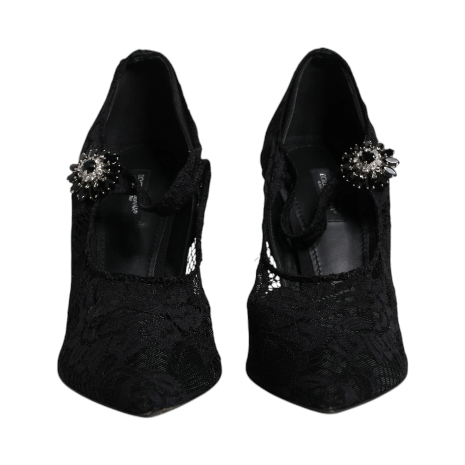 Black Lace Crystals Mary Jane Pumps Shoes