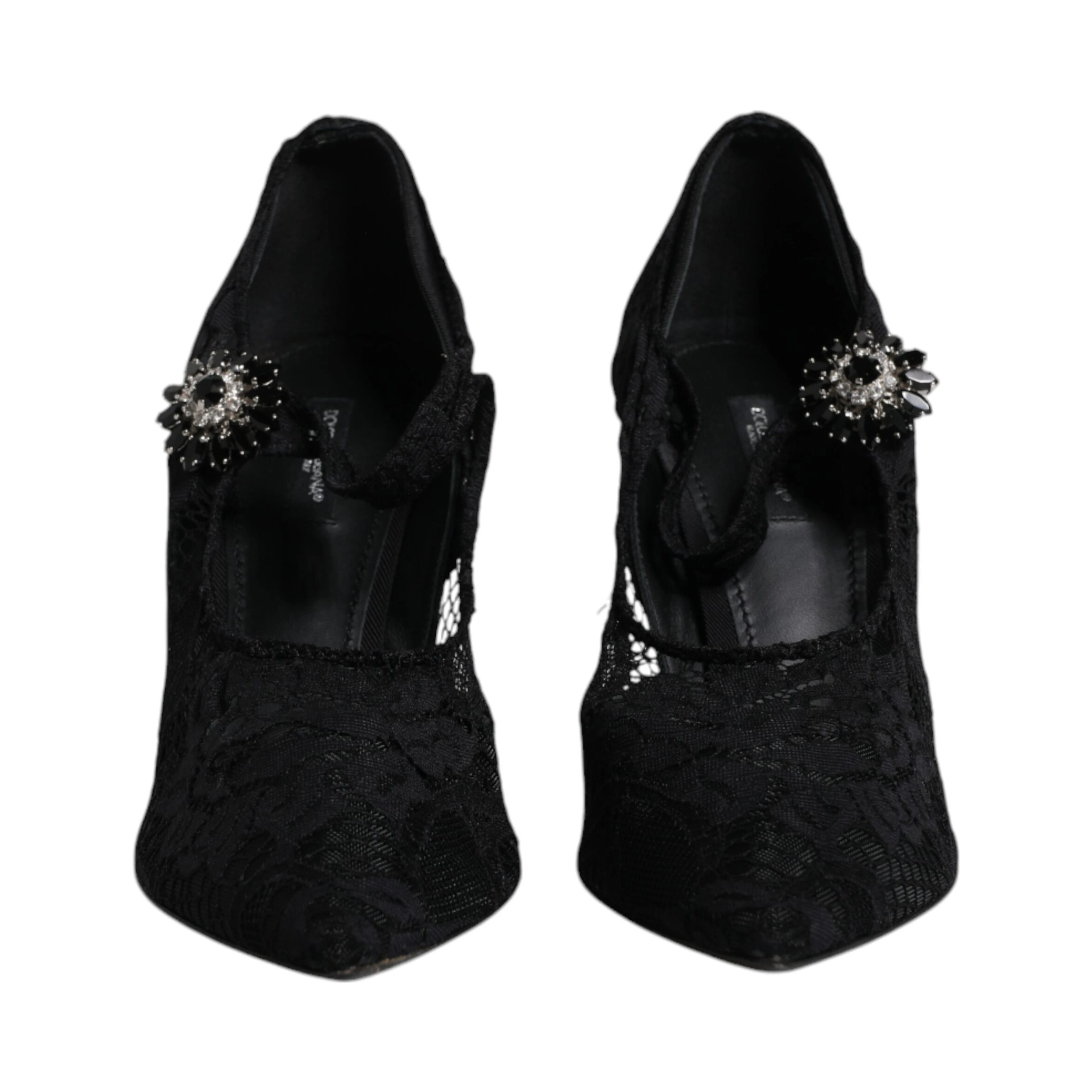 Black Lace Crystals Mary Jane Pumps Shoes