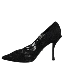 Black Lace Crystals Mary Jane Pumps Shoes