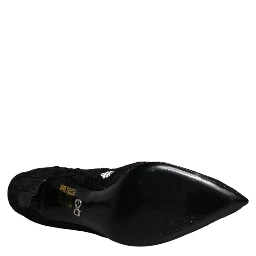 Black Lace Crystals Mary Jane Pumps Shoes