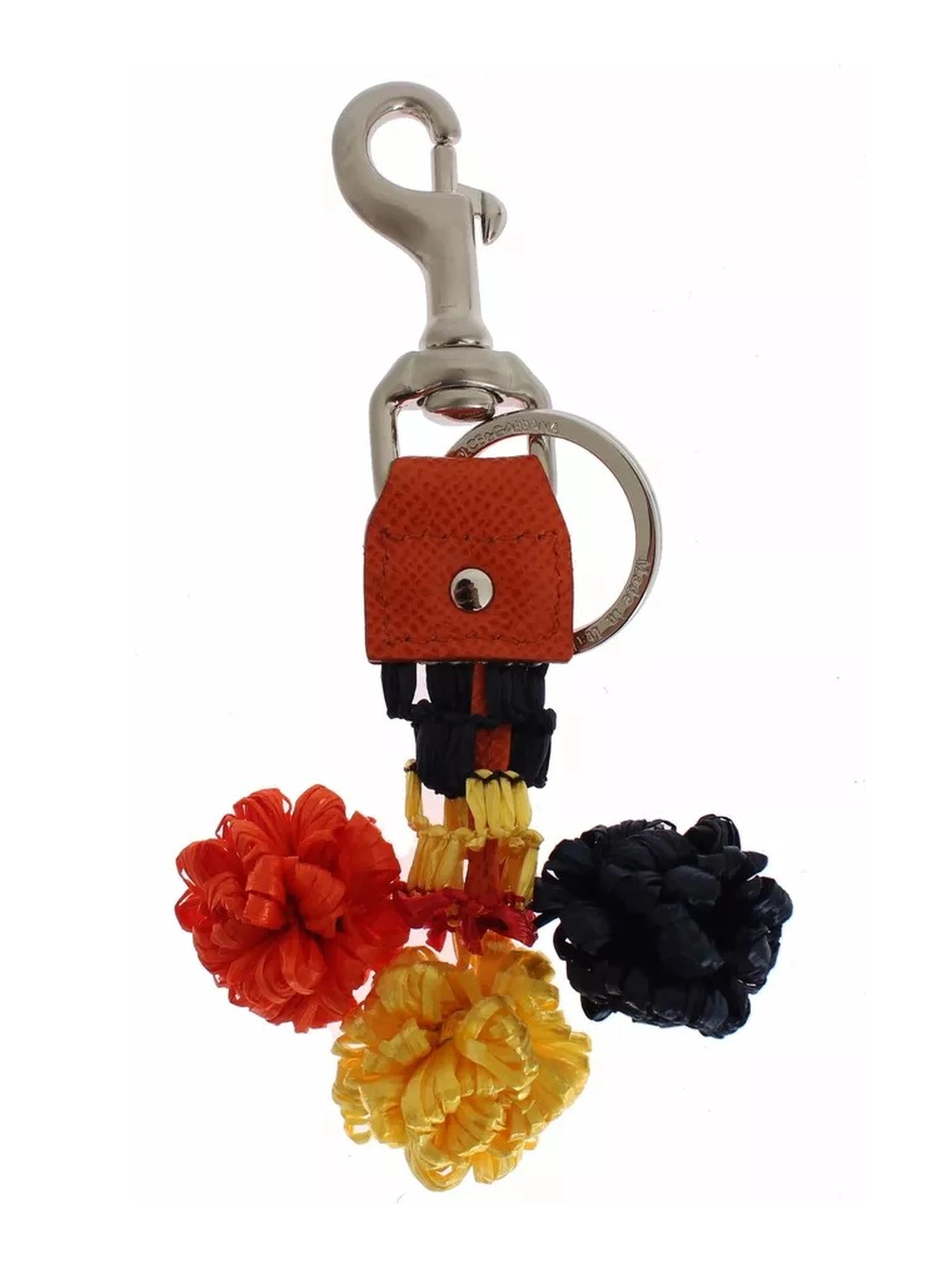 Red Yellow Raffia Leather Clasp Finder Keyring Keychain