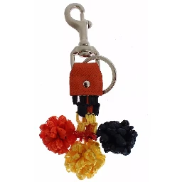 Red Yellow Raffia Leather Clasp Finder Keyring Keychain