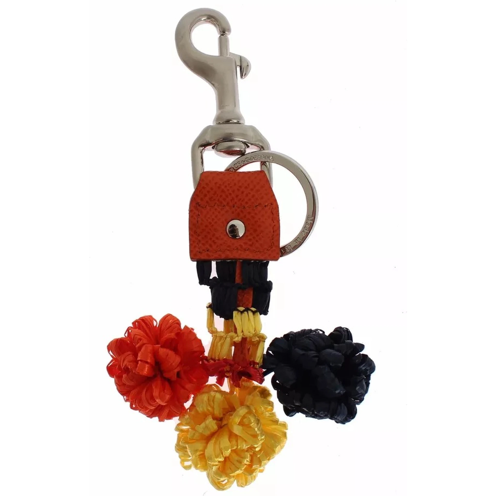 Red Yellow Raffia Leather Clasp Finder Keyring Keychain