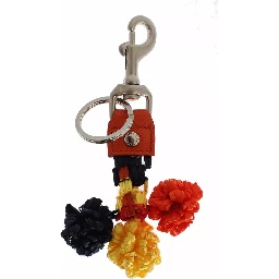 Red Yellow Raffia Leather Clasp Finder Keyring Keychain