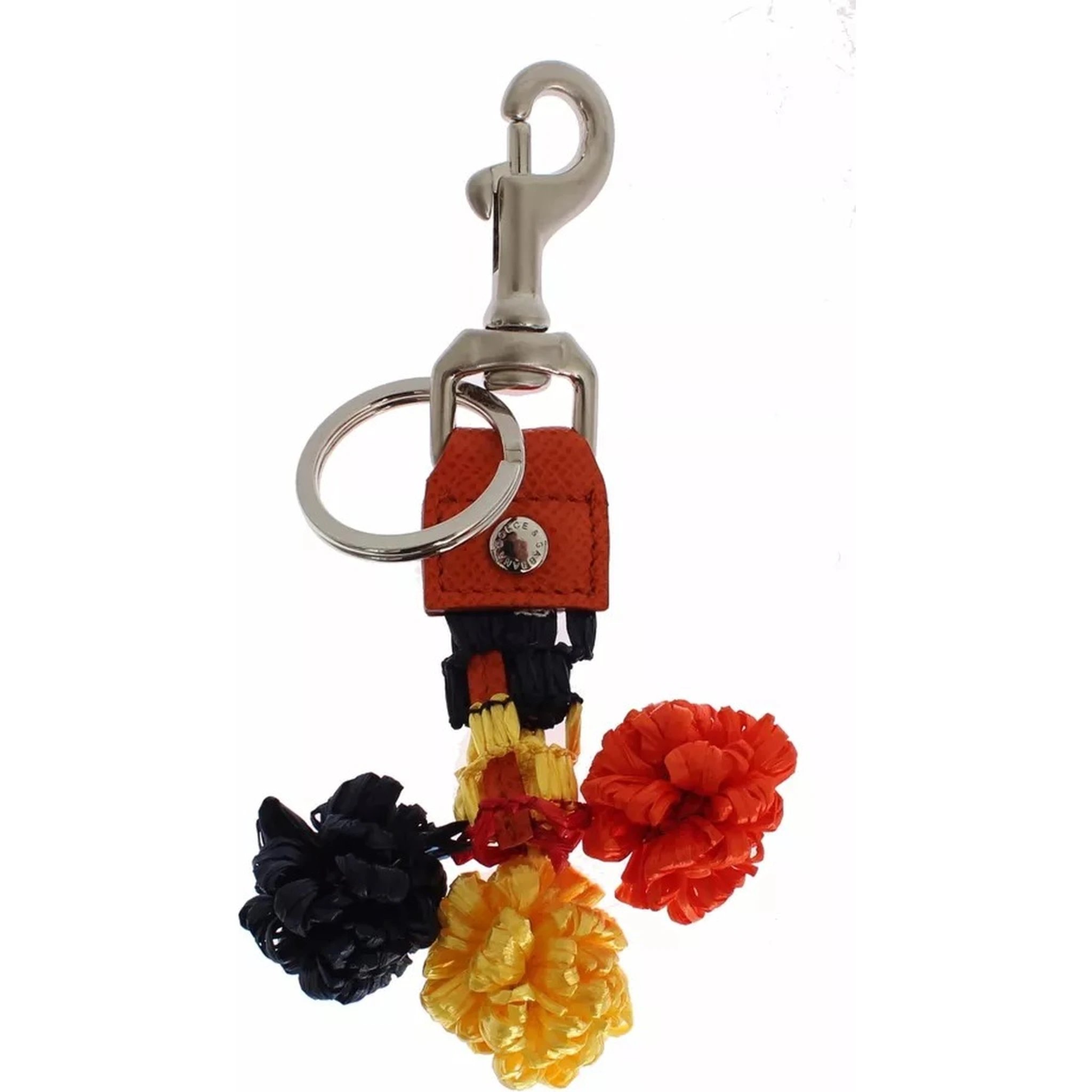 Red Yellow Raffia Leather Clasp Finder Keyring Keychain