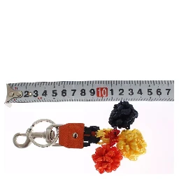 Red Yellow Raffia Leather Clasp Finder Keyring Keychain