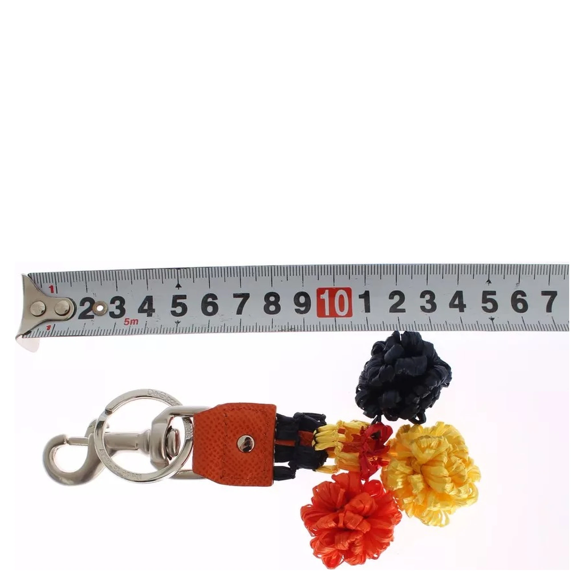 Red Yellow Raffia Leather Clasp Finder Keyring Keychain
