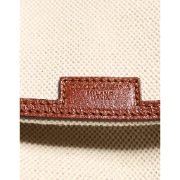 Beige Brown Canvas Leather Travel Back Pack Bag