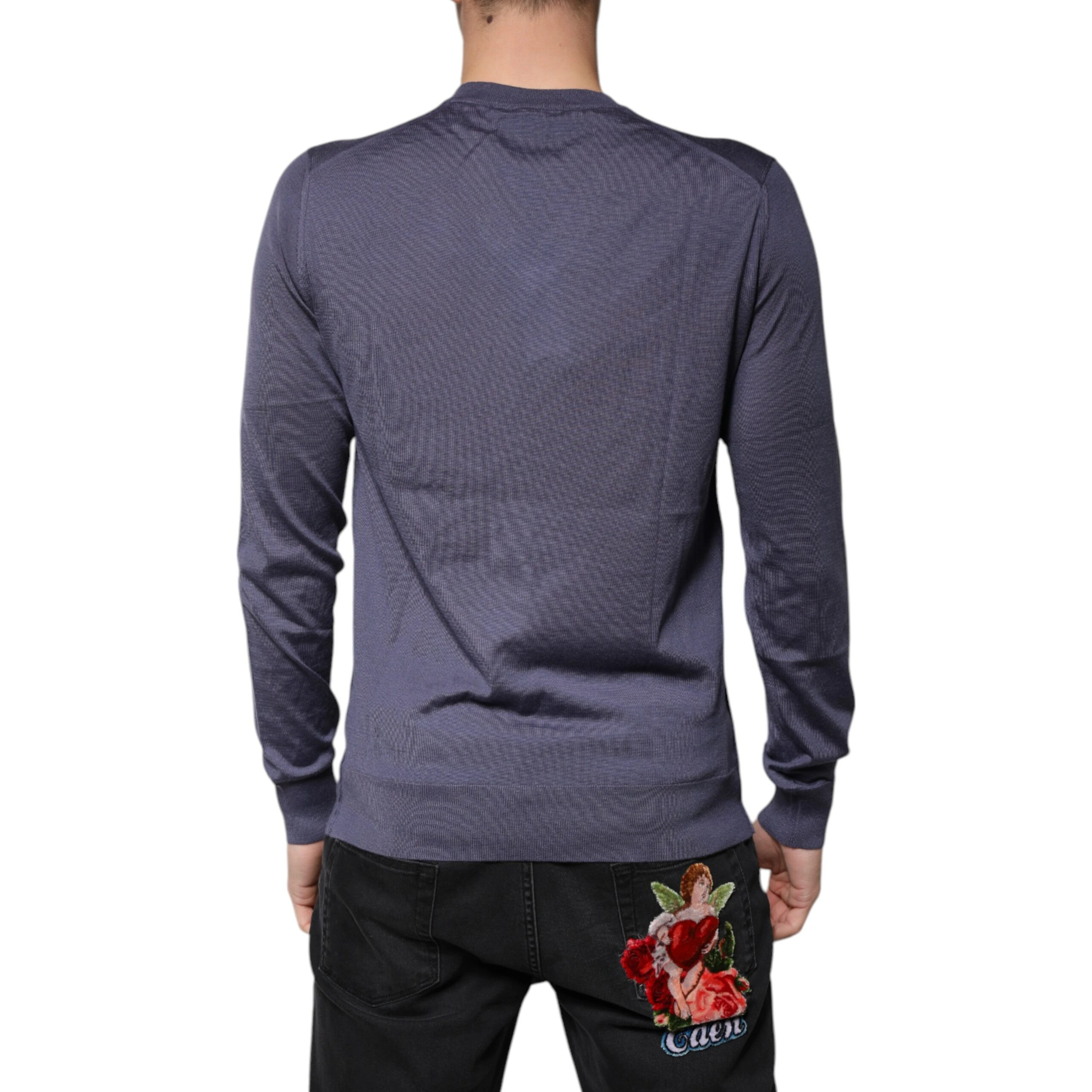 Gray Cashmere V-neck Men Pullover Sweater