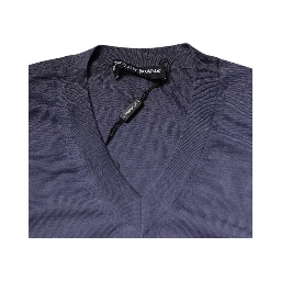 Gray Cashmere V-neck Men Pullover Sweater