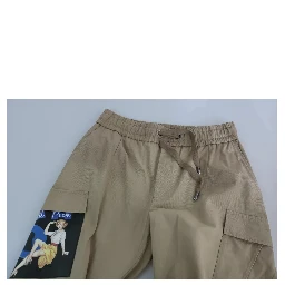 Beige Pin Up Print Cargo Pants