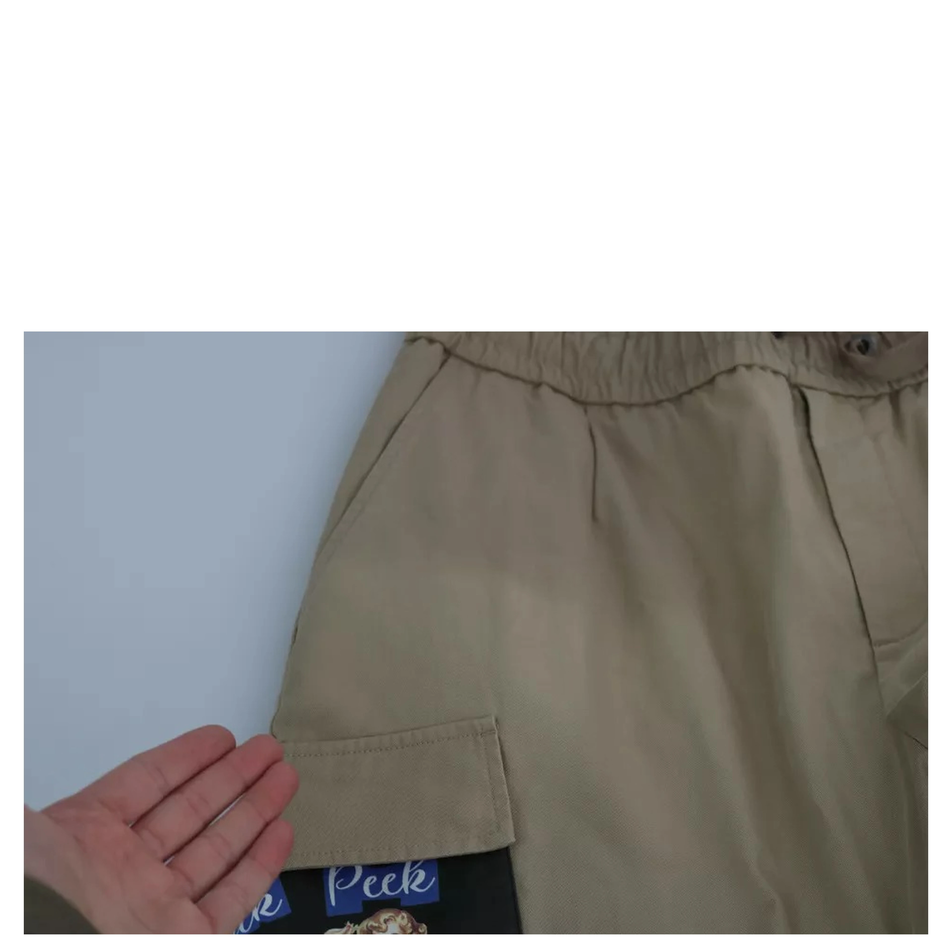 Beige Pin Up Print Cargo Pants