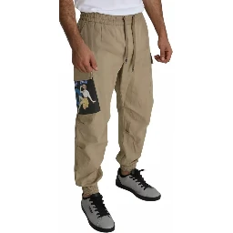 Beige Pin Up Print Cargo Pants
