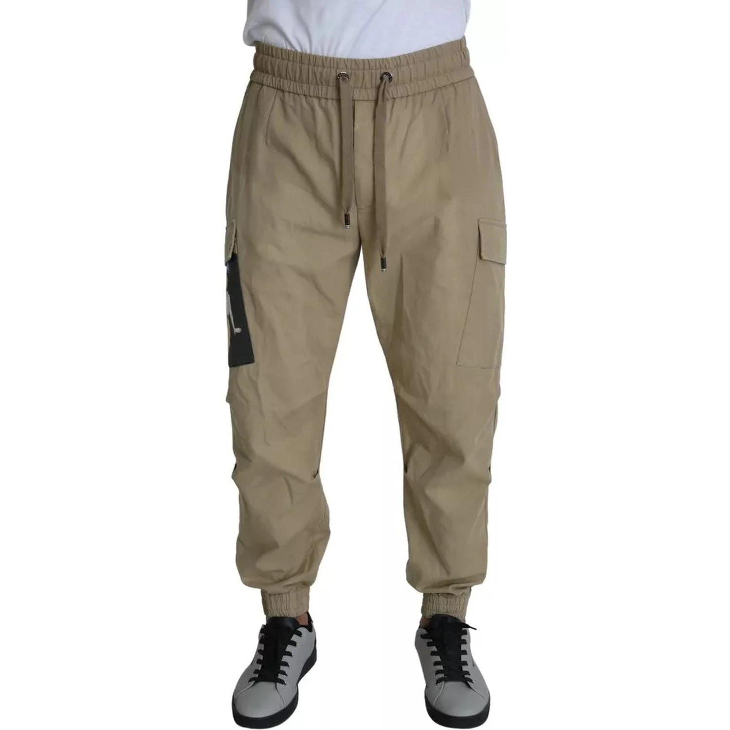 Beige Pin Up Print Cargo Pants