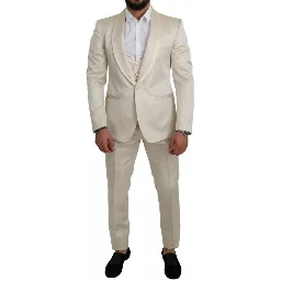 Beige Wool Crème 3 Piece SICILIA Shawl Suit