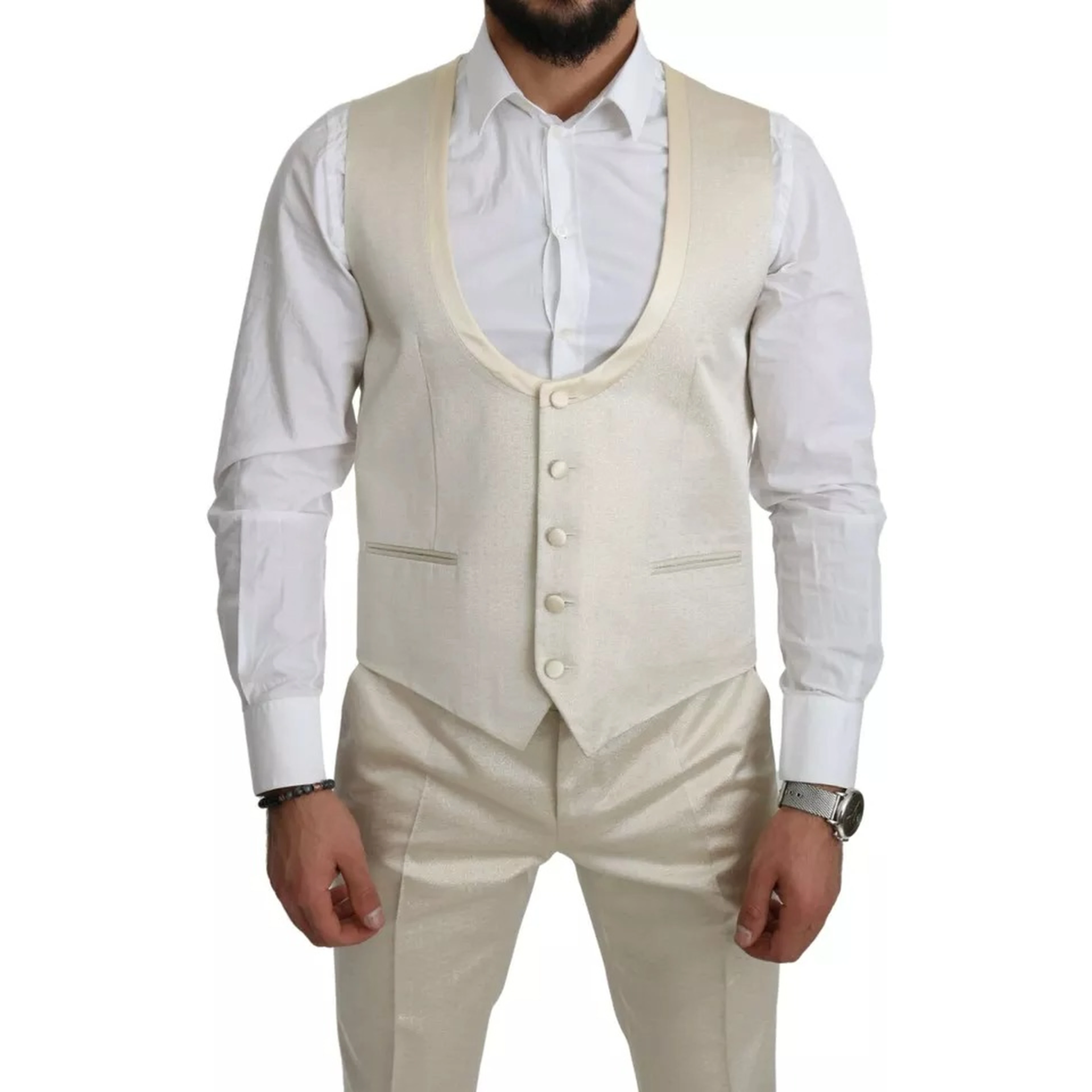 Beige Wool Crème 3 Piece SICILIA Shawl Suit