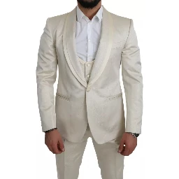Beige Wool Crème 3 Piece SICILIA Shawl Suit