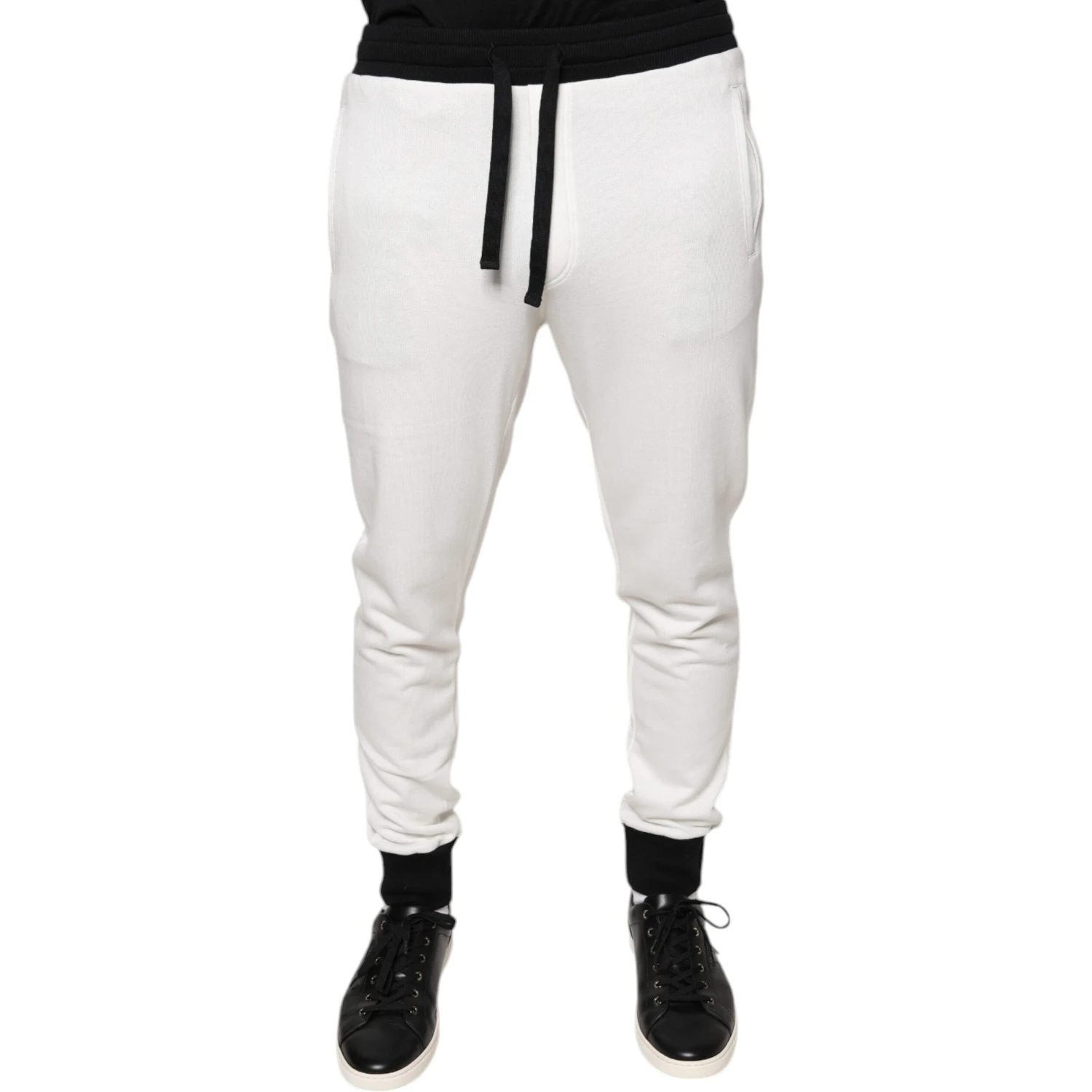White Cotton Slim Men Jogger Sweatpants Pants