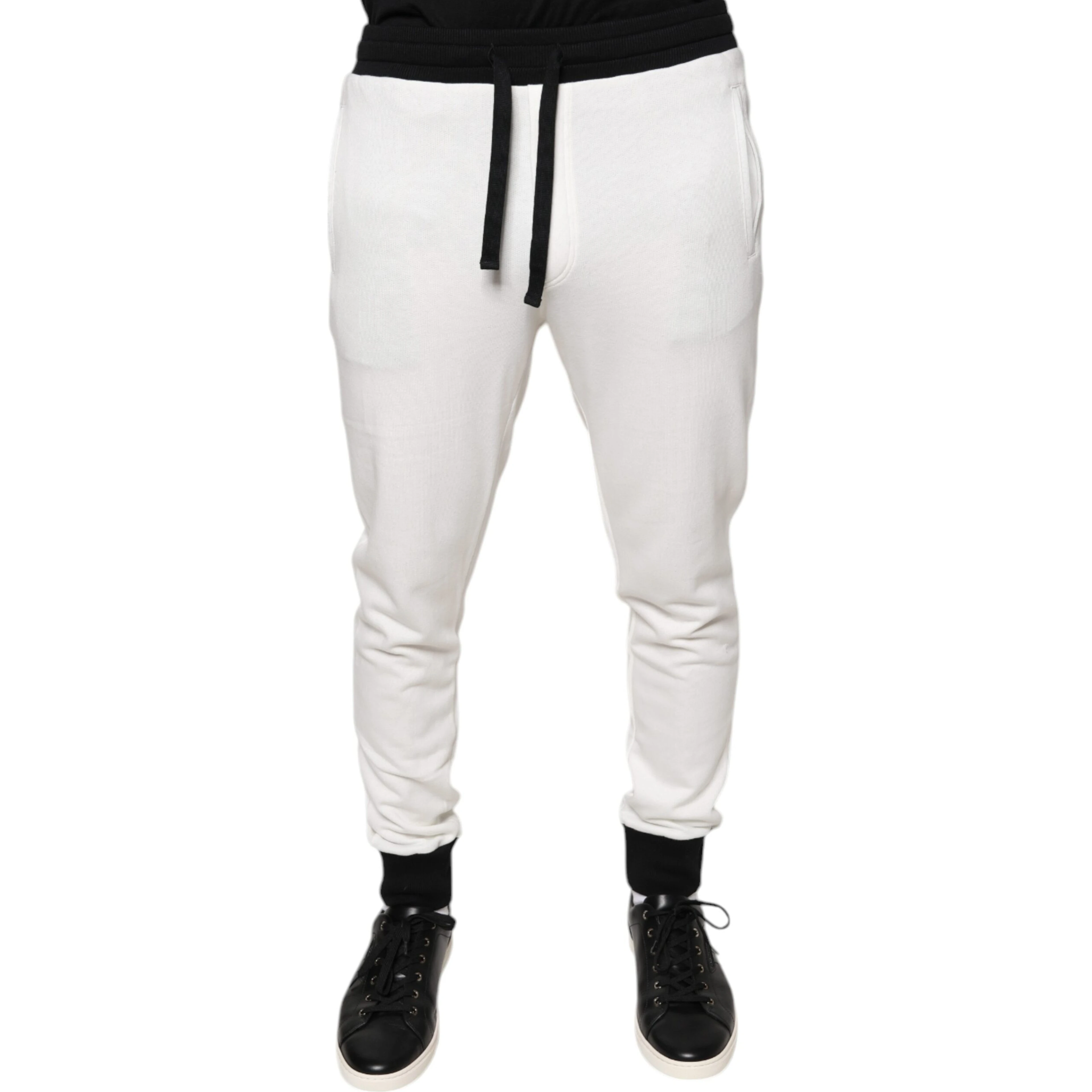 White Cotton Slim Men Jogger Sweatpants Pants