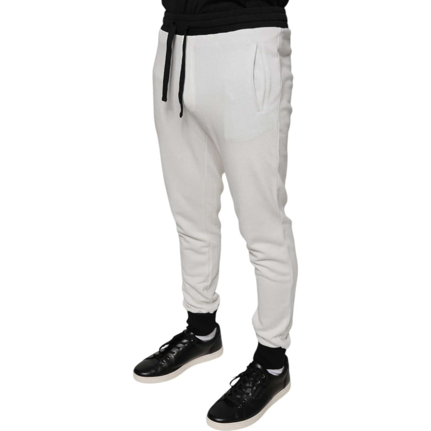 White Cotton Slim Men Jogger Sweatpants Pants
