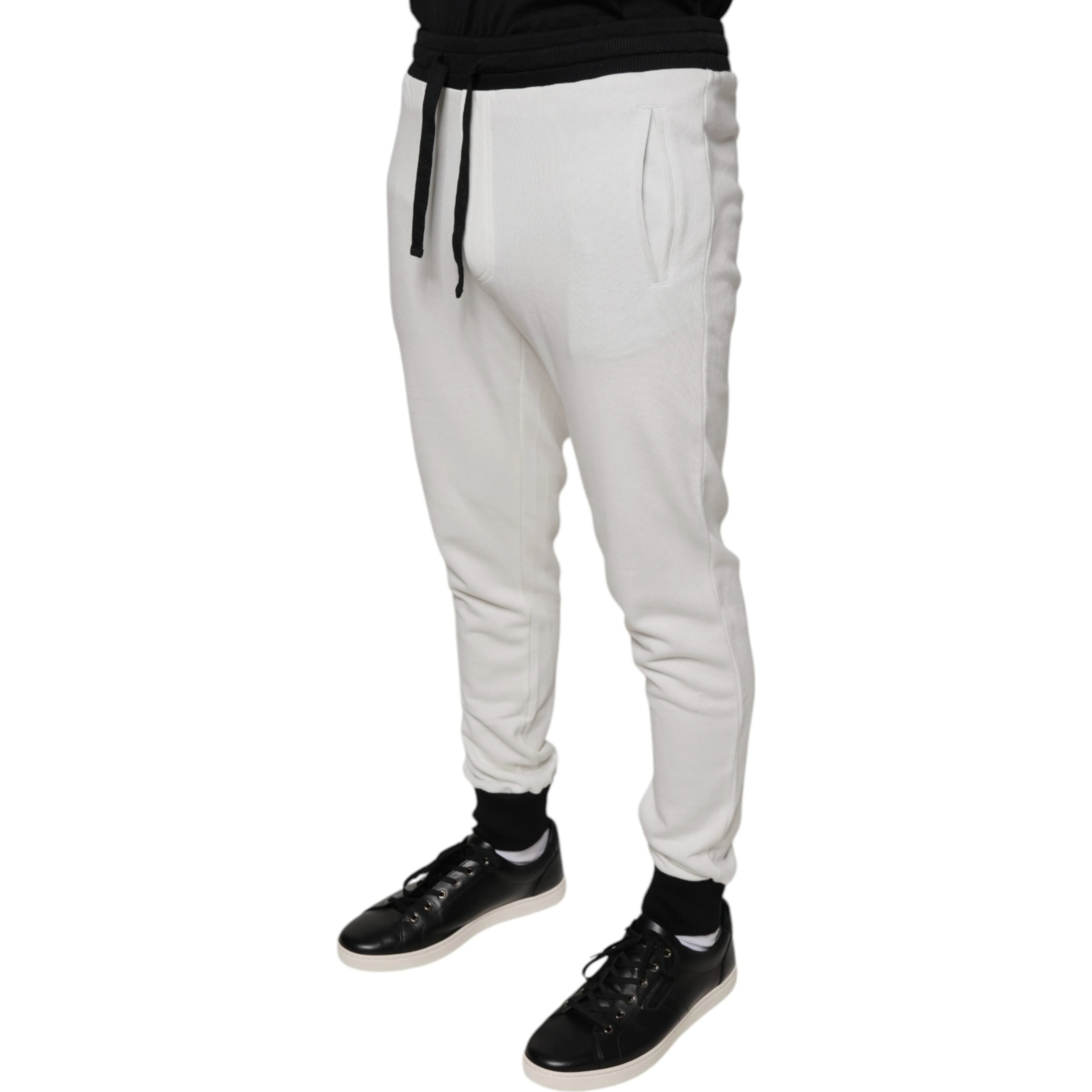 White Cotton Slim Men Jogger Sweatpants Pants