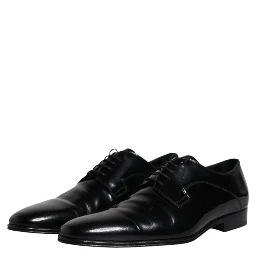 Black Leather Lace Up Derby Formal Shoes