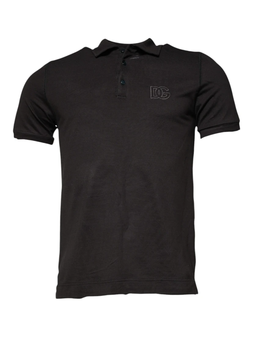 Dark Gray Collared Short Sleeves Polo T-shirt