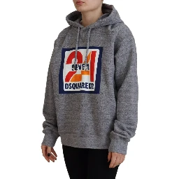 Gray Logo Print Cotton Hoodie Sweatshirt Sweater