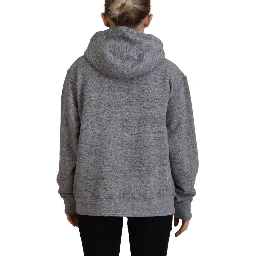 Gray Logo Print Cotton Hoodie Sweatshirt Sweater