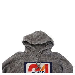 Gray Logo Print Cotton Hoodie Sweatshirt Sweater