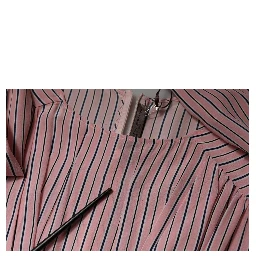 Pink Stripes Silk Long Sleeves Midi Dress