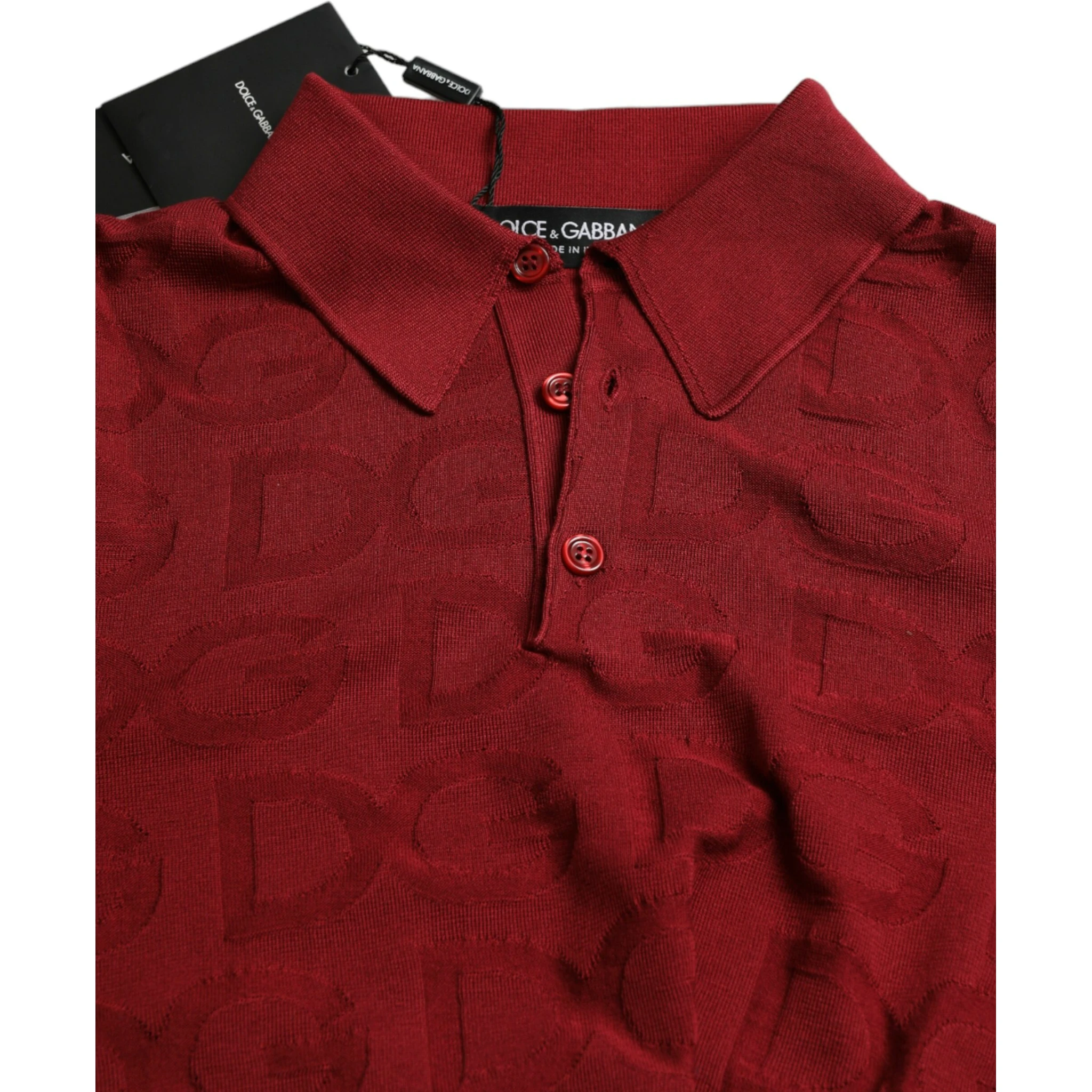 Maroon Collared Short Sleeve Silk T-shirt
