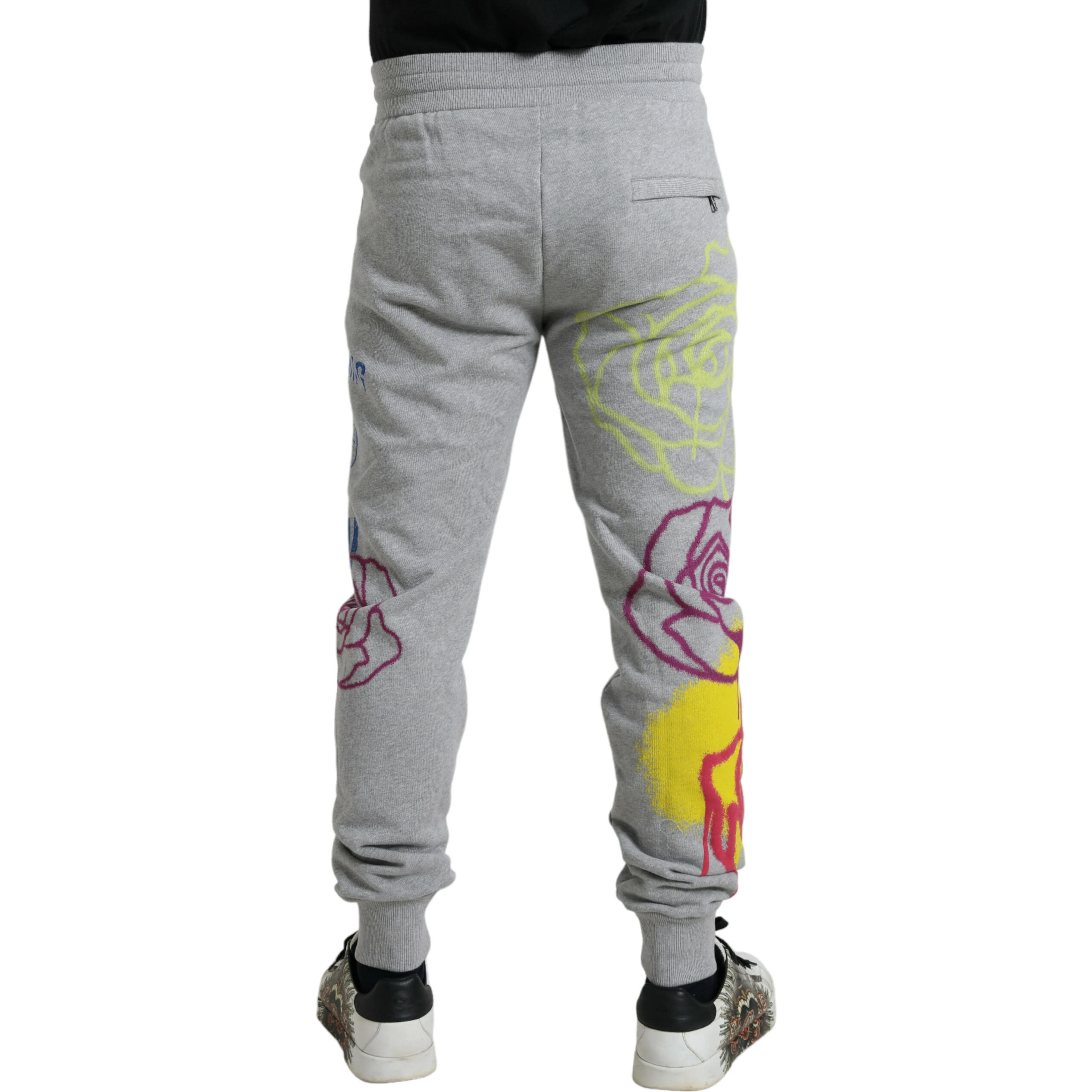 Gray Cotton Graffiti Sweatpants Jogger Pants