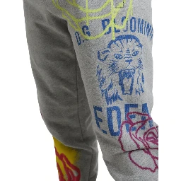 Gray Cotton Graffiti Sweatpants Jogger Pants