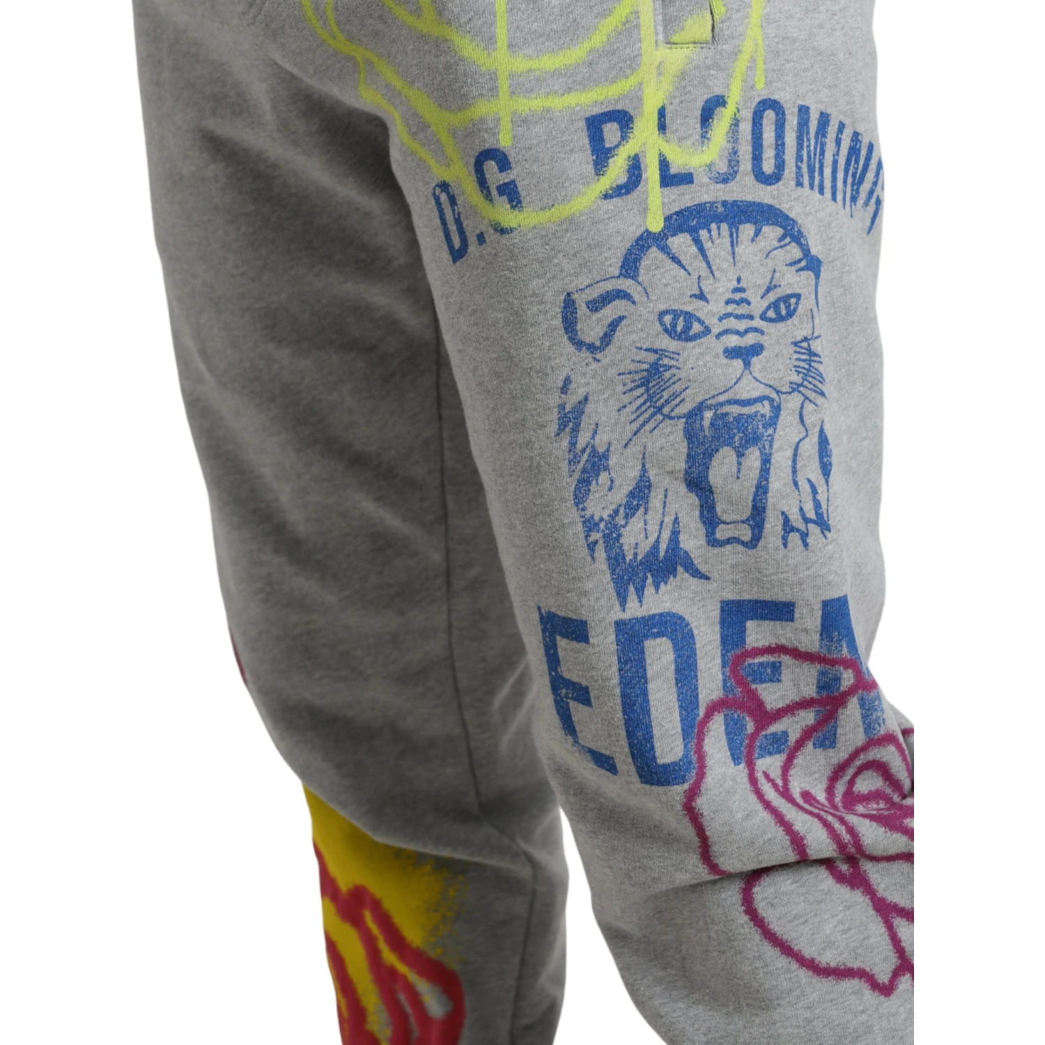 Gray Cotton Graffiti Sweatpants Jogger Pants
