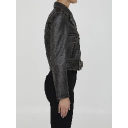 Golden Chiodo Bull Leather Jacket In Black