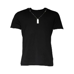Black Cotton Necklace Embellished T-shirt