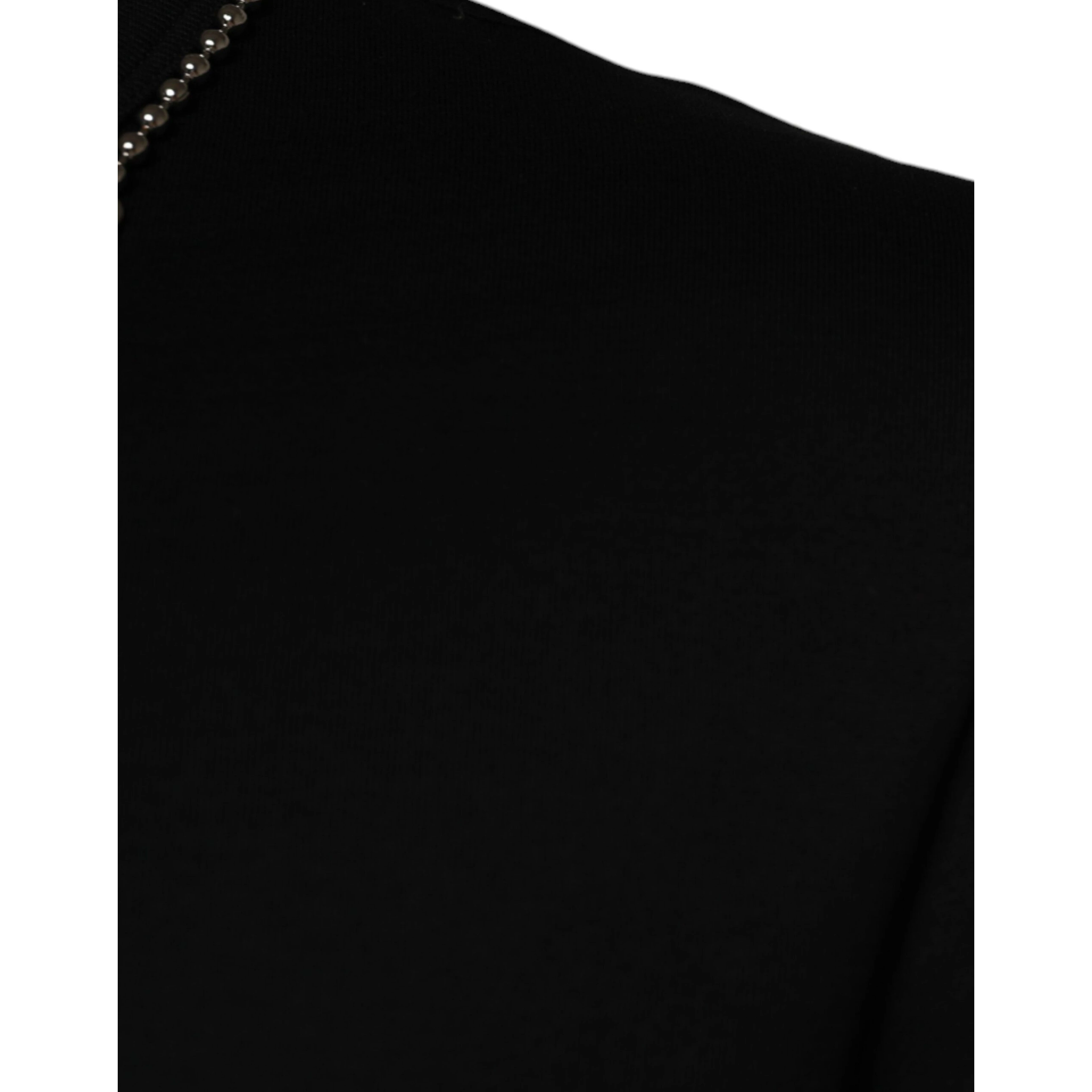 Black Cotton Necklace Embellished T-shirt
