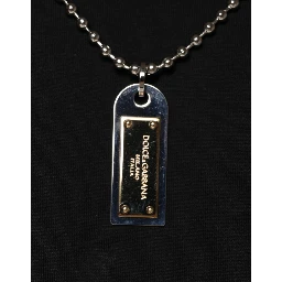 Black Cotton Necklace Embellished T-shirt
