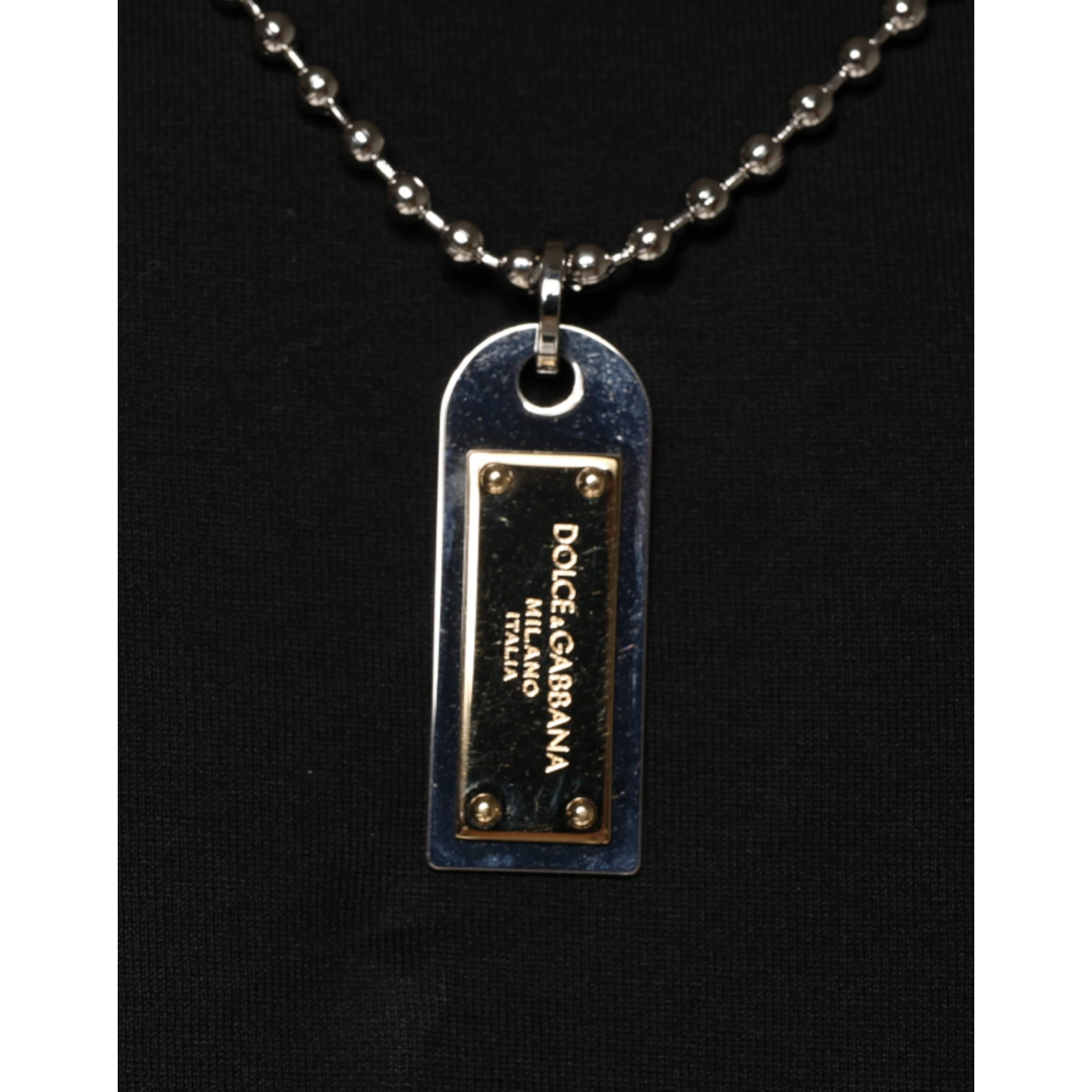 Black Cotton Necklace Embellished T-shirt